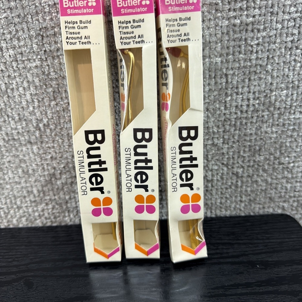 3 Vintage Gold Tone Dental Gum Stimulator #600 John O Butler Co Chicago SEALED‎